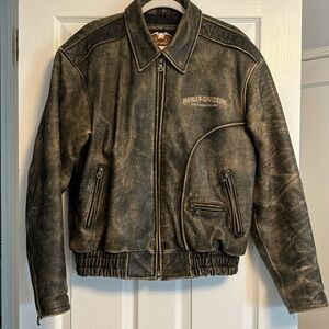 Harley Davidson authentic distressed genuine leather jacket Men’s medium